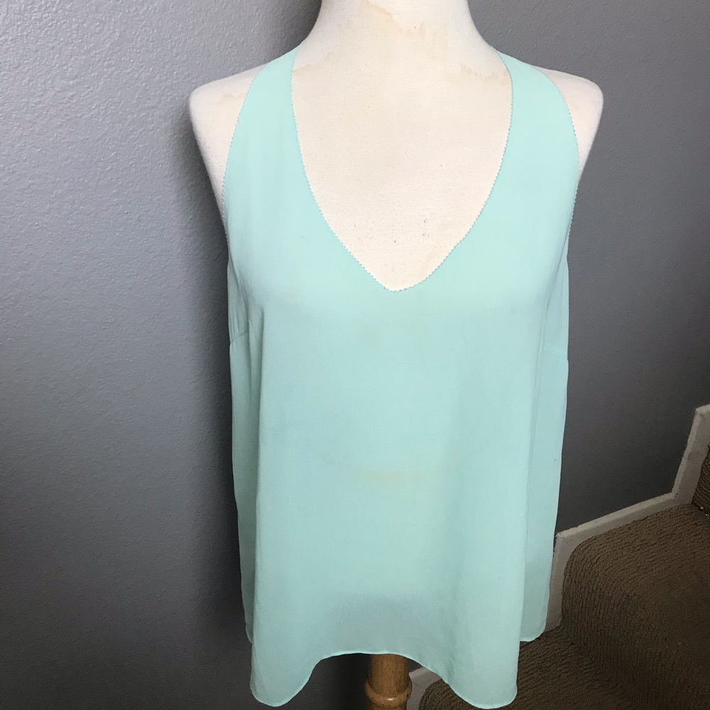 Bow sheer tank top beautiful aqua blue